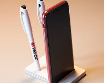 Plywood Phone and Pen Stand, Desk Organizer