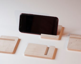 Plywood Phone Stand, Natural Wood Desk Organizer