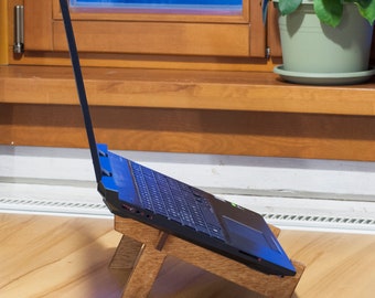 Plywood Laptop Stand, Ergonomic Straight Design
