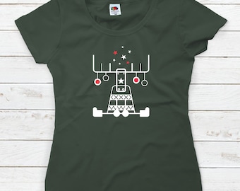 Original T-shirts: CHRISTMAS DEER. Green. For women.