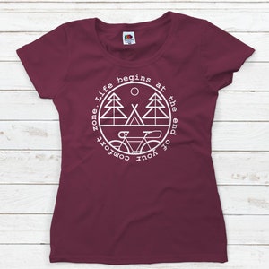 Original T-shirts: Life begins at the end of your comfort zone. For women.