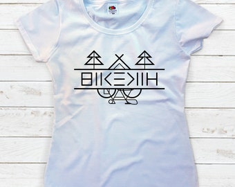 Original T-shirts: HIKE on a bike. For women.