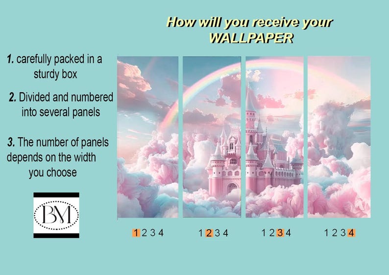 Fairy Castle in Clouds Wallpaper Girls Room Castle Wall Mural Princess ...