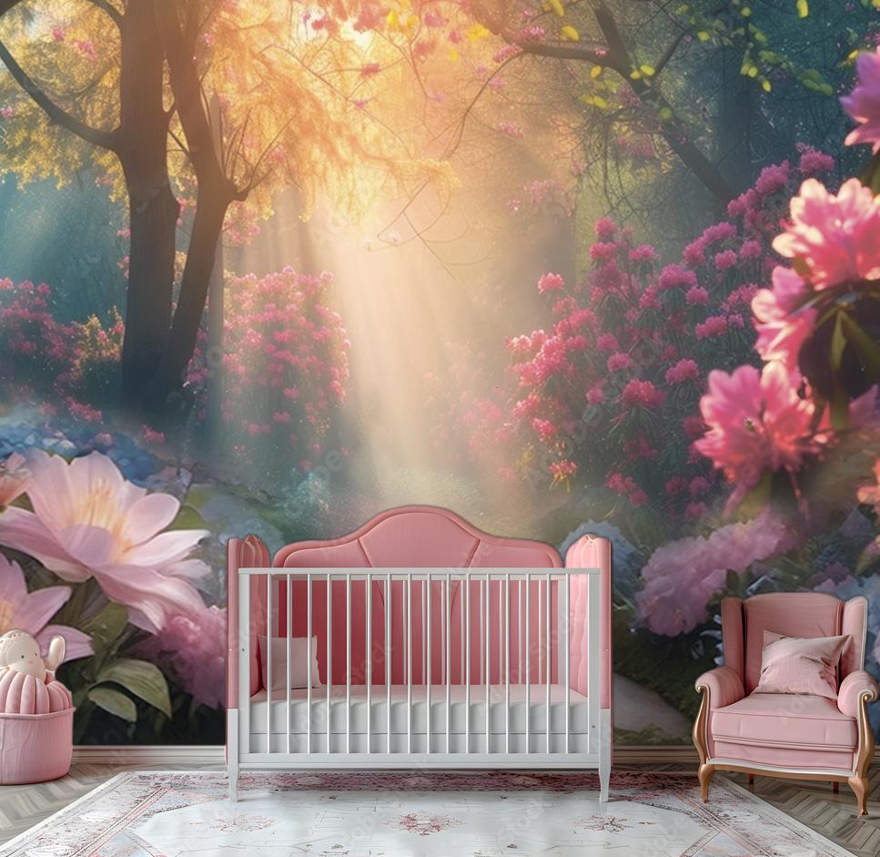 Enchanted Forest Wall Mural Fairy Tale Forest Wall Sticker Girl Room ...