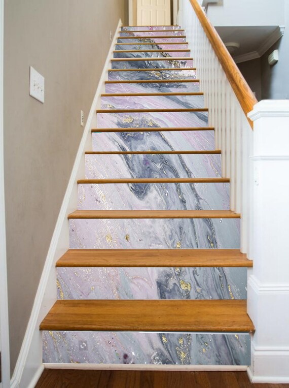 Pink Silver Gold Marble Stairs Wall Sticker Decor Ceiling Wall Etsy