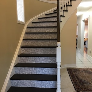 White Flowers Stairway Decoration Adhesive Vinyl Stair Riser Panels Stairs Risers Stickers Mural Photo Mural Vinyl Decal Wallpaper Removable