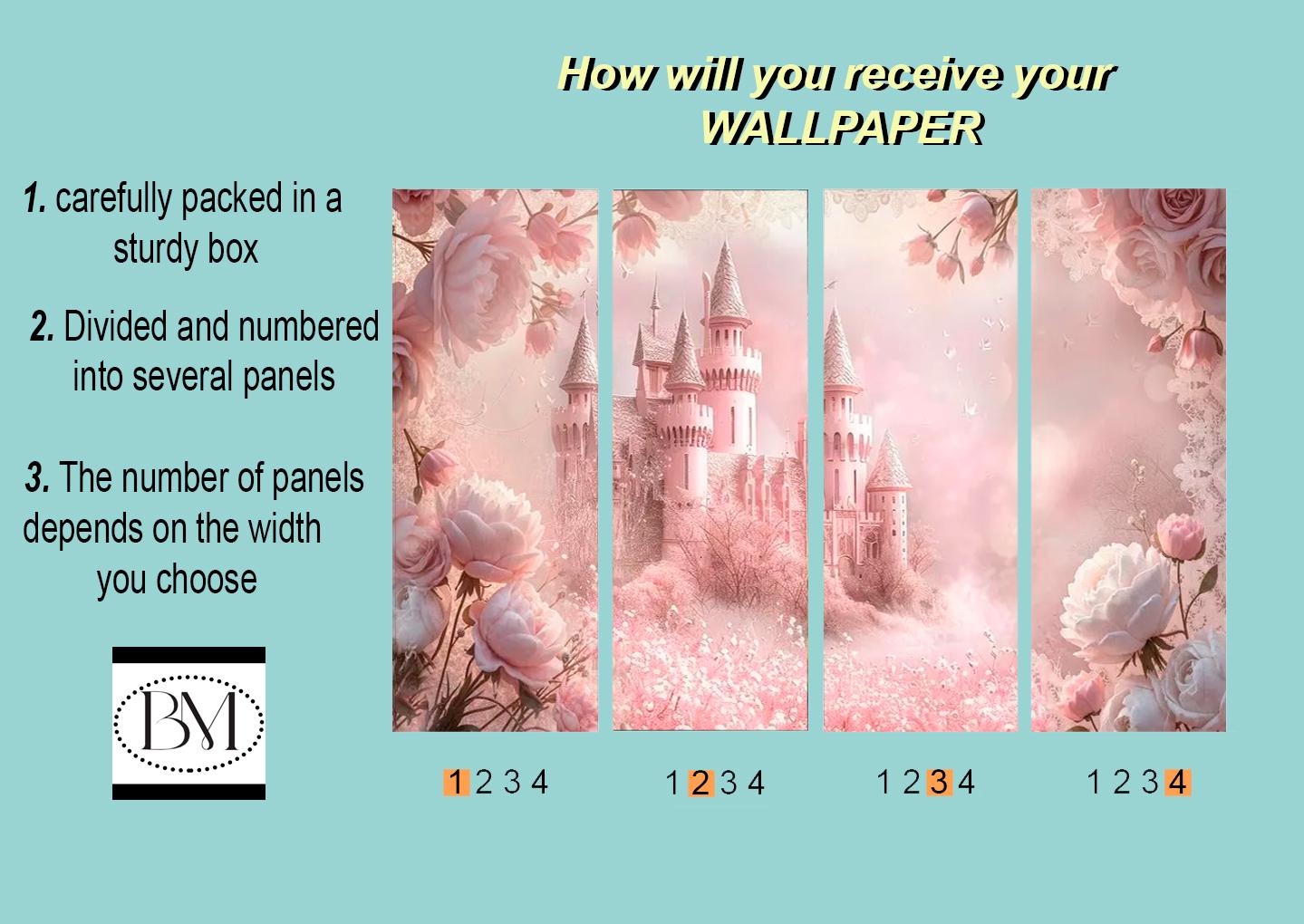 Princess Castle Wall Mural – Pink Fairytale Wallpaper for Girls Room ...