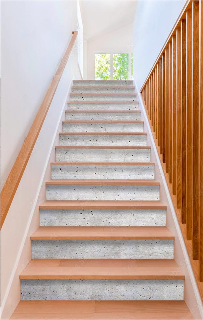 Cement Concrete, Dark Grey Stair Riser Decals Grunge Stair Risers ...