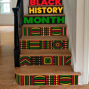 Decorazione delle scale del mese della storia nera Adesivi per scale di colore brillante Pannelli per alzate delle scale Adesivo per alzate delle scale Adesivo murale con foto