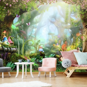 Magic Wood Kids Wallpaper Fairytale Forest Kids Room Sticker Wall Nursery Wallpaper Mural Auto Adhésif Personnalisable Papier peint amovible