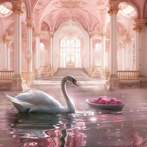 Swan Princess Mural Swan Backdrop Pink Royal Interior Wall Mural Pink ...