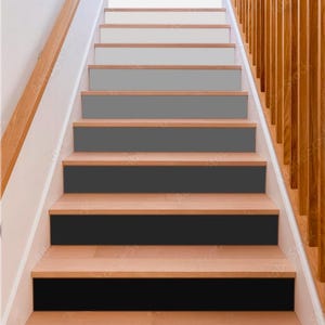 Panneaux d’escalier noirs et blancs Panneaux de contremarche d’escalier en vinyle auto-adhésifs Ombre Series Stair Riser Sticker Photo Mural Vinyl Decal Wallpaper