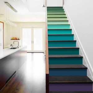 Rainbow Stairs Panneaux d’escalier multicolores Autocollants en vinyle Panneaux de contremarche d’escalier Contremarches d’escalier Autocollant Mural Photo Murale Papier peint autocollant en vinyle