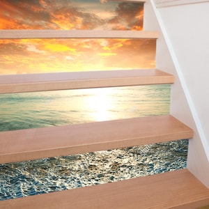 Sunset Stairway Decoration Adhesive Vinyl Stair Riser Panels Stairs Risers Stickers Mural Photo Mural Vinyl Decal Wallpaper Removable