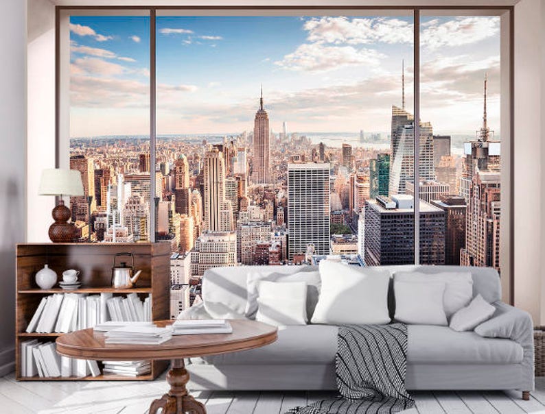 New York View Wallpaper 3D Wall Sticker Wall Decor Peel and Etsy