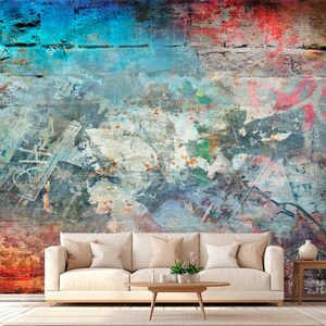 Graffiti Wall decal Multicolor Brick Wallpaper Street Art Wall Sticker Teenager Graffiti Wall decor Customizable Street art Murals Removable