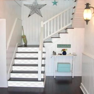 3D Waves Stairway Decoration Adhesive Vinyl Stair Riser Panels Stairs Risers Stickers Mural Photo Mural Vinyl Decal Wallpaper Removable