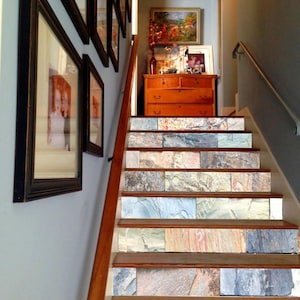 3D Stone Decoration Marble Brick Adhesive Vinyl Stair Riser Panels Stairs Risers Sticker Mural Photo Mural Vinyl Decal Wallpaper Removable