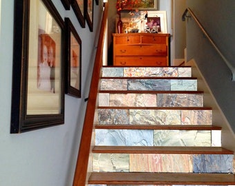 3D Stone Decoration Marble Brick Adhesive Vinyl Stair Riser Panels Stairs Risers Sticker Mural Photo Mural Vinyl Decal Wallpaper Removable