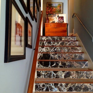 Emperador Marble Gold Brown Geometry Self Adhesive Vinyl Stair Riser Panels Stairs Risers Sticker Mural Photo Mural Vinyl Decal Wallpaper