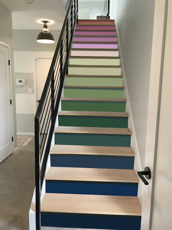 Rainbow Stairs Multicolor Stair Panels Self Adhesive Vinyl Stair Riser