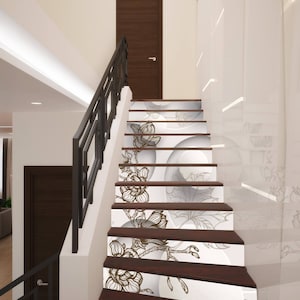 3D Flowers Stairway Decoration Adhesive Vinyl Stair Riser Panels Stairs Risers Stickers Mural Photo Mural Vinyl Decal Wallpaper Removable