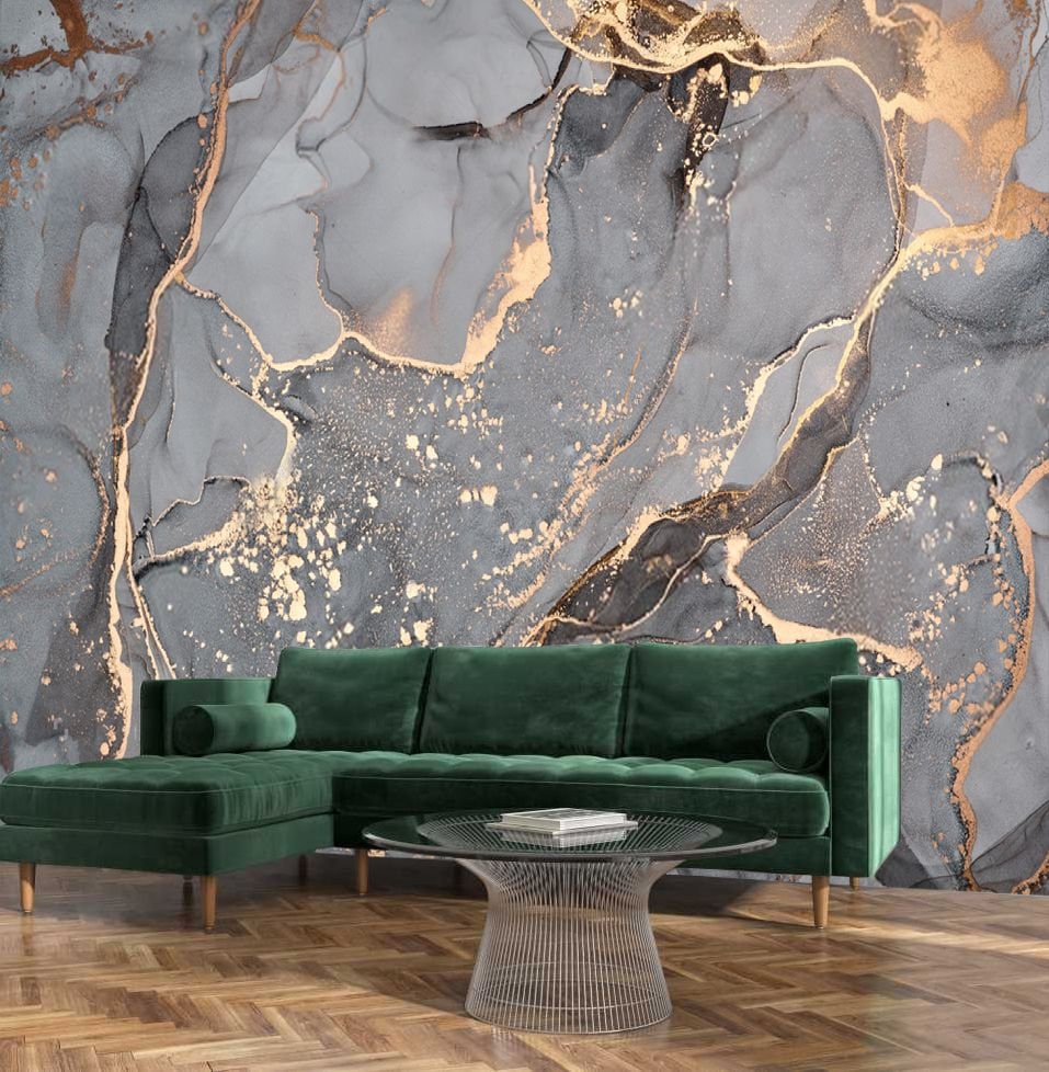 Gray Gold Luxury Marble Wallpaper Bedroom Mural Beauty Salon - Etsy Sweden