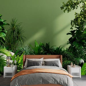 Decorazione murale foresta tropicale Decalcomania da muro verde Decor Peel and Stick Carte da parati tropicali Carta da parati fotografica per camera da letto Carta da parati personalizzabile