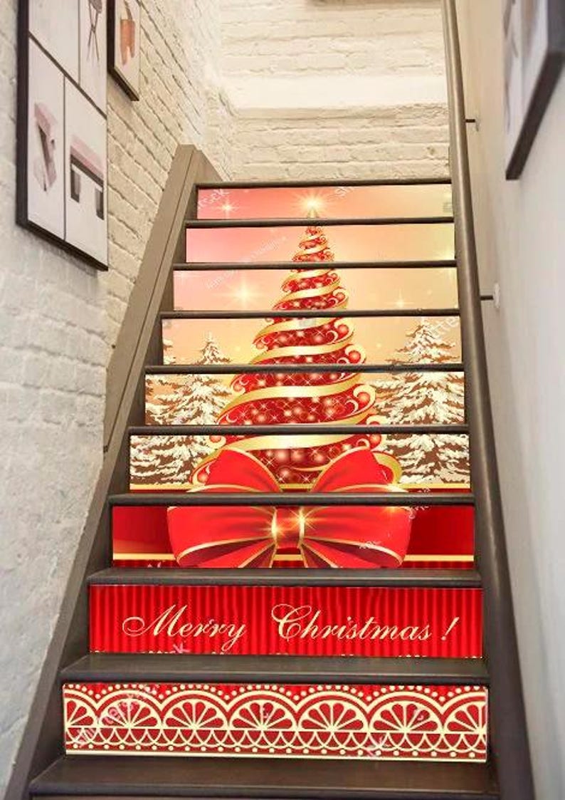 New Year Christmas Tree Stair Risers Christmas Stair Stickers Stair ...