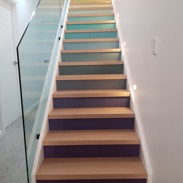 Regenboogtrappen Multicolor trappanelen Zelfklevende vinyl traptredenpanelen Traptreden Sticker Muurschildering Foto Muurschildering Vinyl Decal Behang