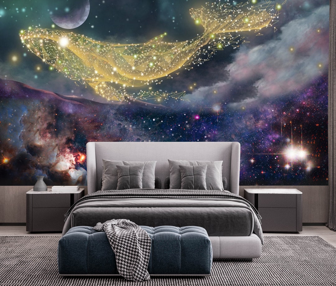 Mural de pared de ballena galáctica: papel tapiz cósmico para dormitorio y  sala de estar – Dreamy Universe Peel and Stick - Etsy México, image size:1080x920
