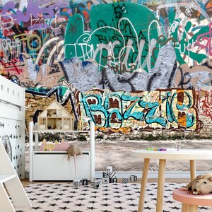 Graffiti Art Wallpaper 3D Wall Sticker Wall decor Graffiti Street Art 3D Wall Mural Vinyl Exclusive Design 3D Photo Wallpaper