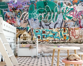 Graffiti Art Wallpaper 3D Wall Sticker Wall decor Graffiti Street Art 3D Wall Mural Vinyl Exclusive Design 3D Photo Wallpaper