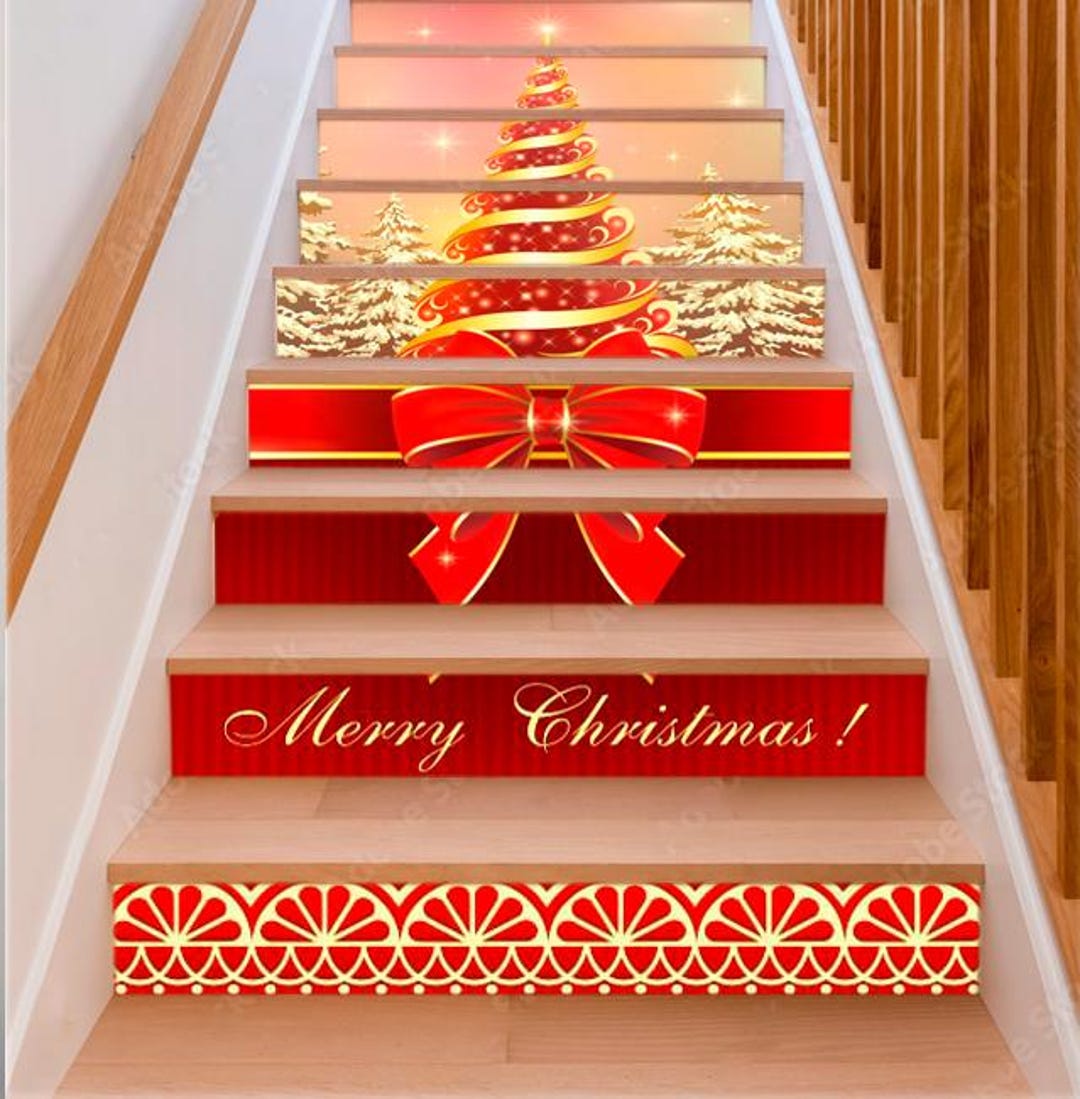 New Year Christmas Tree Stair Risers Christmas Stair Stickers Stair ...