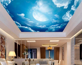 Sunny Clear Sky Etiqueta de techo Decoración de techo Sun Heavens Brightly Photo Paper Mural de techo Autoadhesivo Diseño exclusivo Papel pintado fotográfico