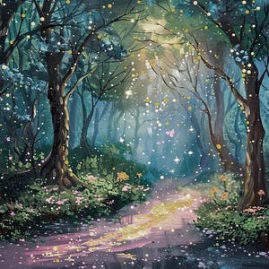 Enchanted Forest Wall Mural Fairytale Wallpaper for Kids Room Nursery Fantasy Wall Decor Magical Woodland Panoramic Mural