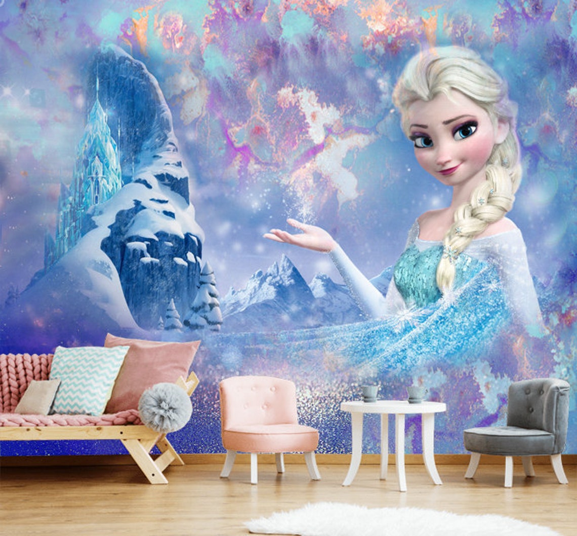 Frozen Blue Purple Marble Background Elsa Castle Wallpaper | Etsy