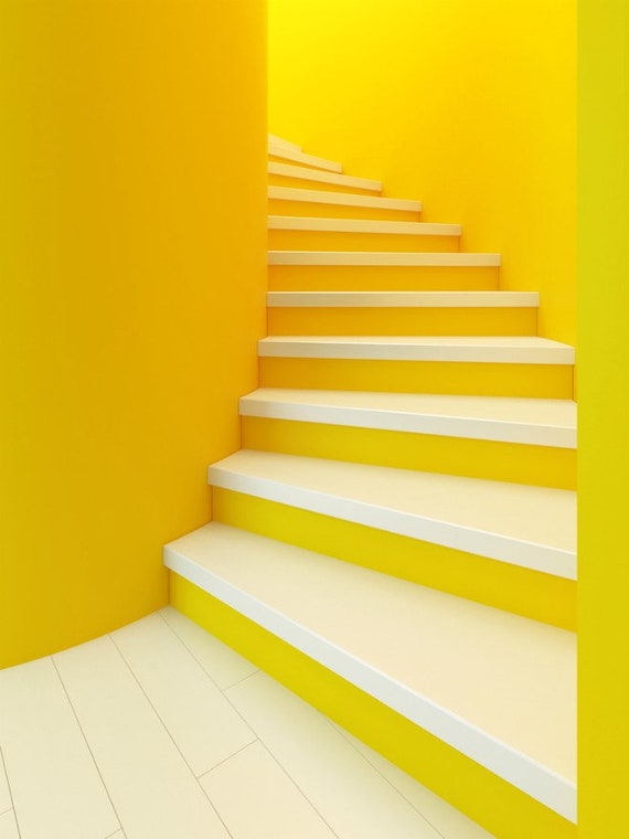 Pure Yellow Wall Stairway Decoration Adhesive Stair Riser Etsy