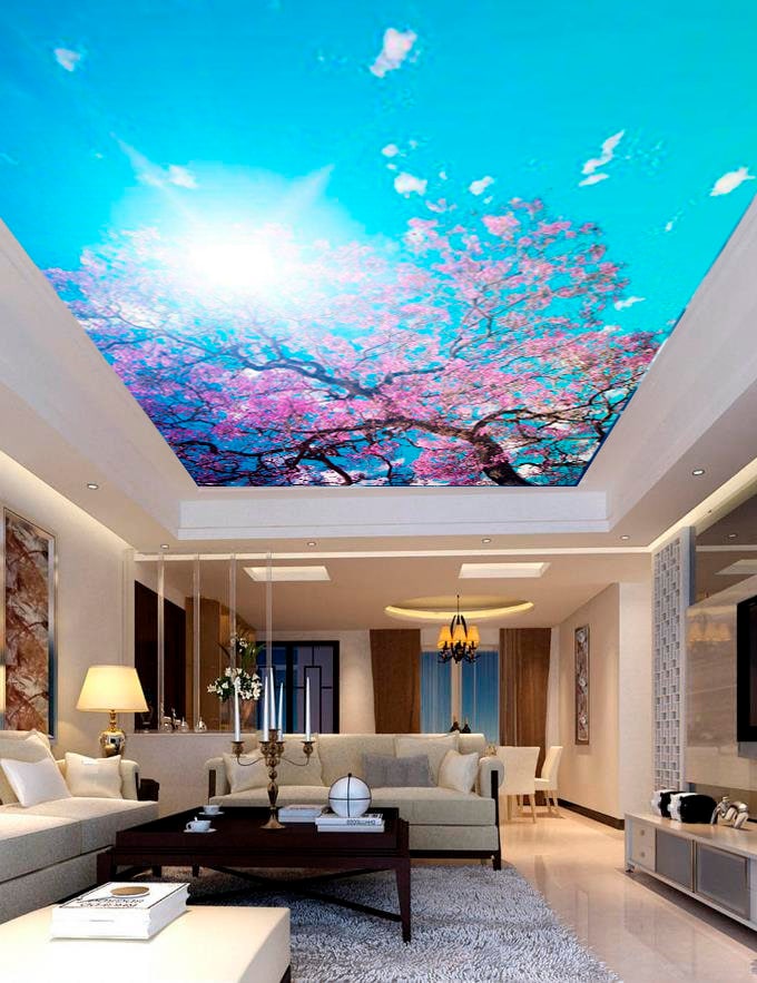 桜天井壁画咲く桜枝壁紙天井桜寝室壁画カスタマイズデザインシノワズリ