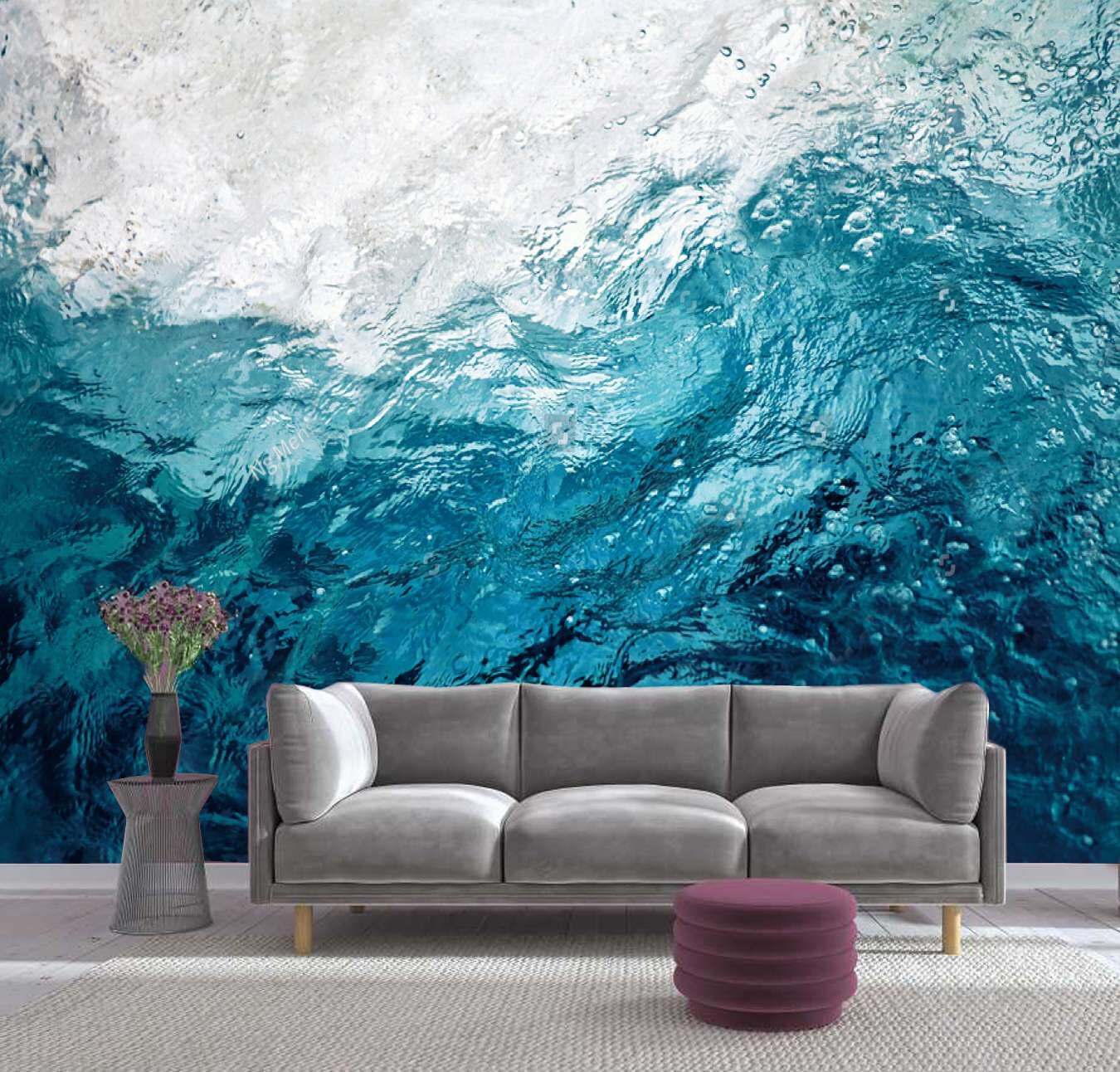 Abstract Blue Clouds Art Wallpaper: Modern Wall Mural