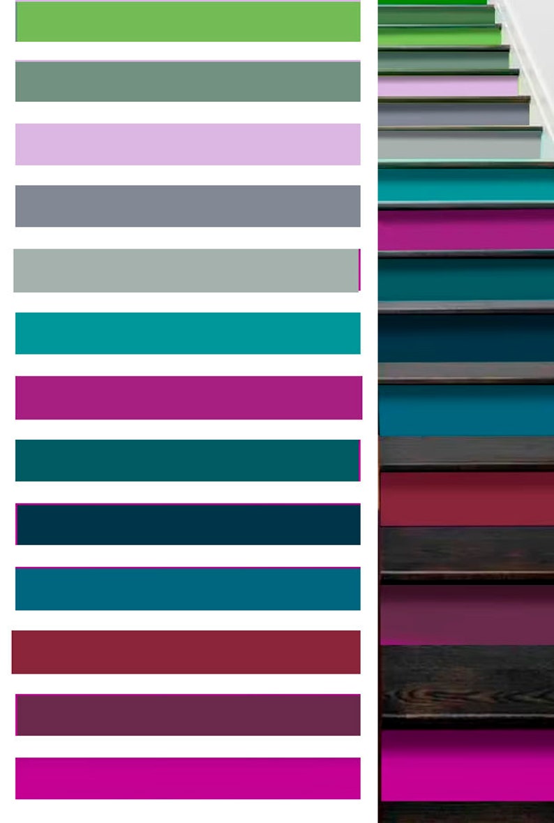 Step Splitter Color Bright Rainbow Stairs Multicolor Stair Panels Stickers Vinyl Stair ...