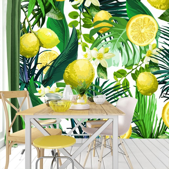 lime green kitchen wallpaper