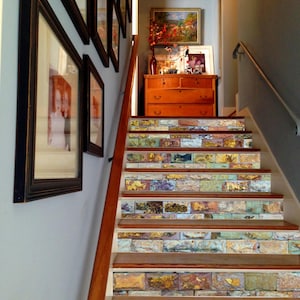 3D pierre décoration adhésif vinyle panneaux de contremarche d&#39;escalier escaliers contremarches autocollant Mural Photo murale vinyle décalcomanie papier peint amovible