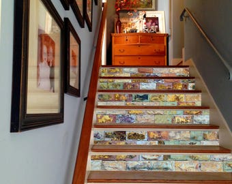 3D Stone Decoration Adhesive Vinyl Stair Riser Panels Stairs Risers Sticker Mural Photo Mural Vinyl Decal Wallpaper Removable
