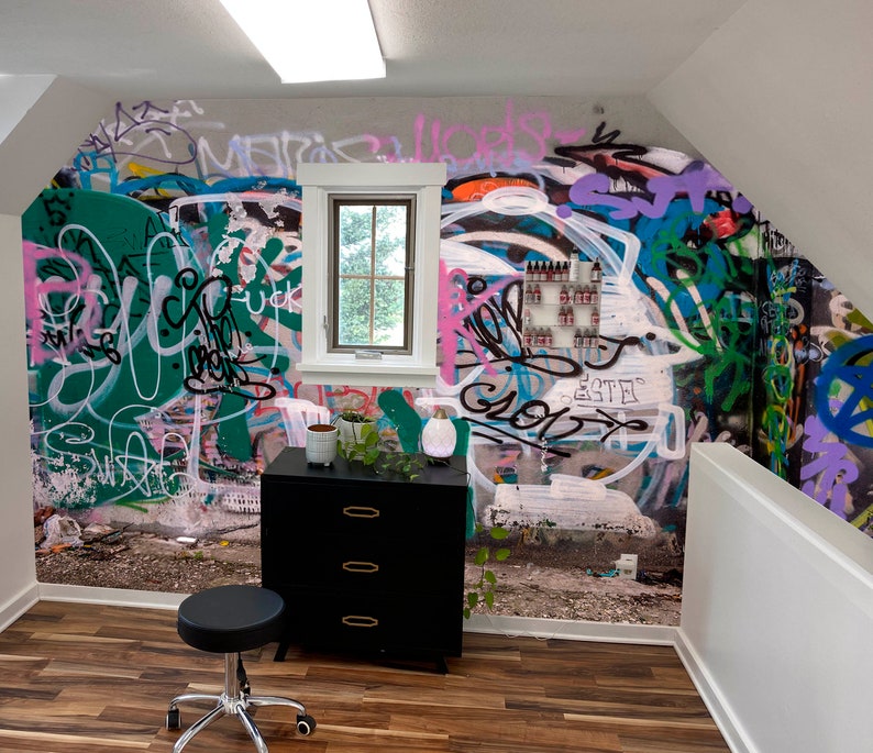 Graffiti Street Art Wallpaper Design Loft Bedroom Wallpaper - Etsy