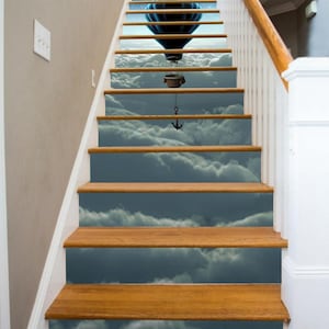 3D Air Balloon Stairway Decoration Adhesive Vinyl Stair Riser Panels Stairs Risers Sticker Mural Photo Mural Vinyl Decal Wallpaper Removable