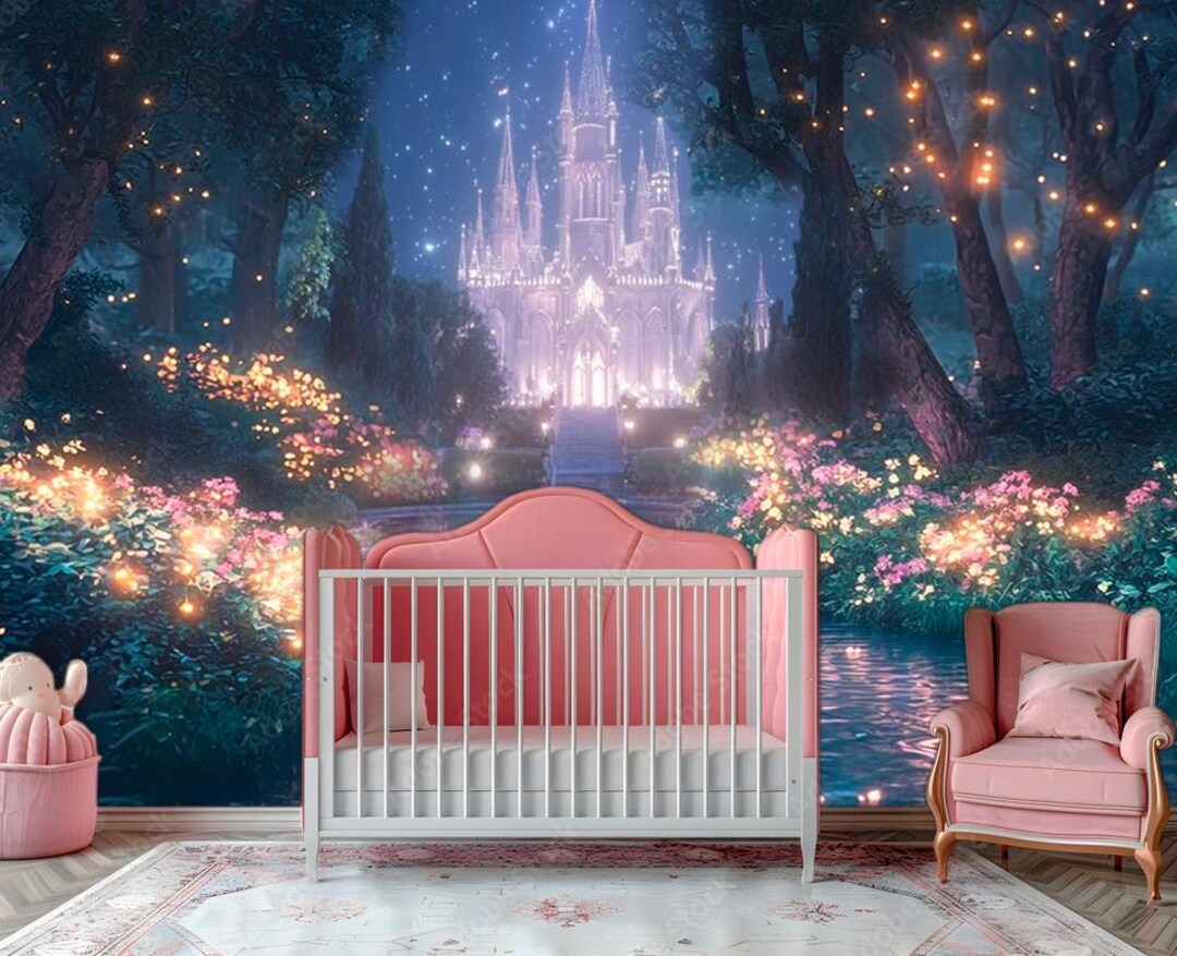 Fairytale Castle Wall Mural – Magical Princess Wallpaper for Kids Room ...