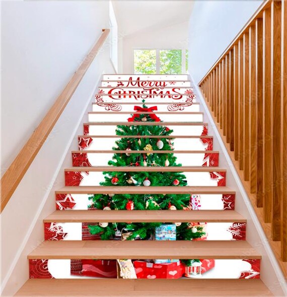 Adesivi Per Scale 3D Natalizi – Decorazione Scalini Pupazzo Di Neve – PVC Impermeabile E Rimovibile – 100x18cm