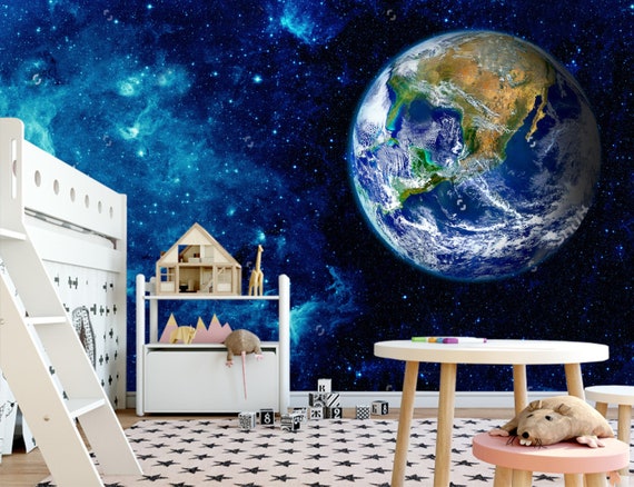 Space Night Sky World Planets Wall Ceiling Kids Sticker Wall Etsy