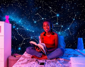 Mural de pared de constelaciones Adhesivos de constelaciones Papel pintado de astronomía Mapa estelar de constelaciones Cielo nocturno Constelaciones del zodíaco Murales personalizables